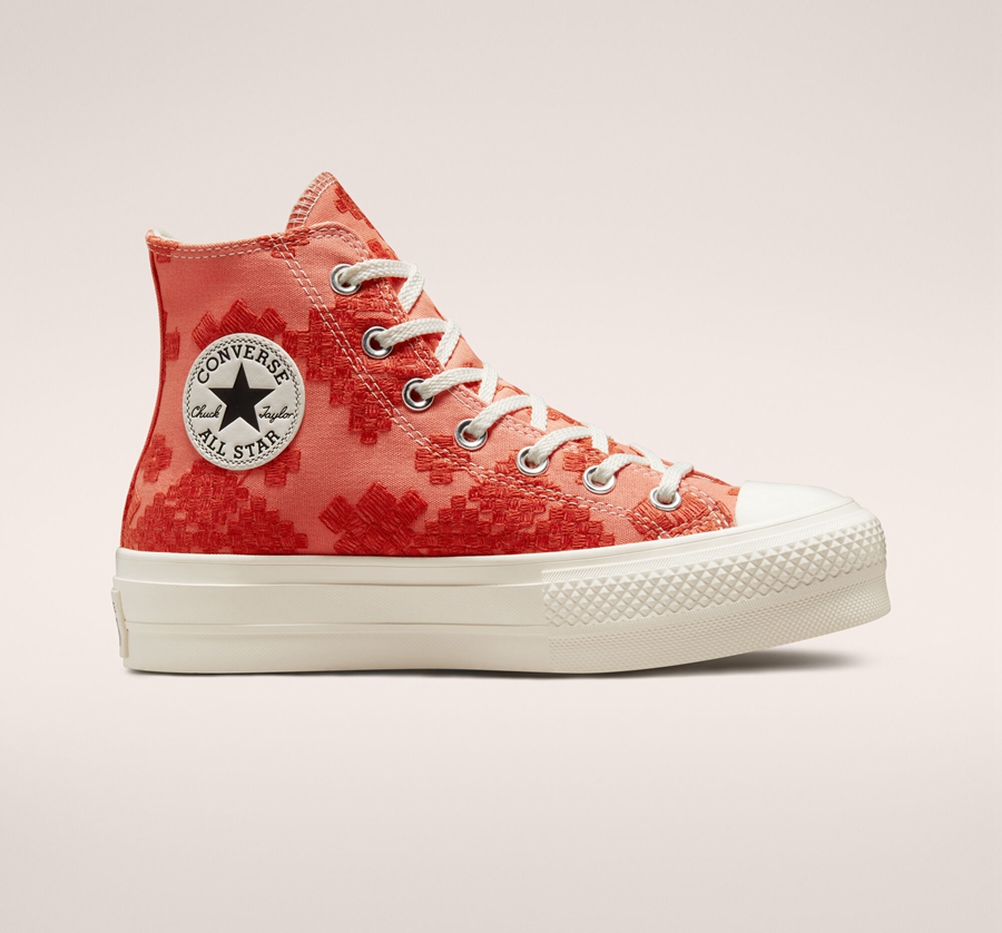 Converse Chuck Taylor All Star Lift Plattform Tonal Embroidery Rot | A62486F