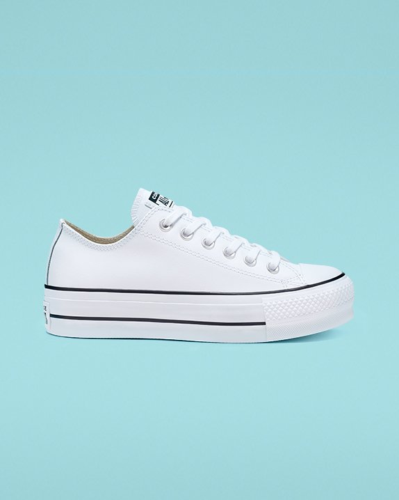 Converse Chuck Taylor All Star Plattform Leder Low Top Weiß | A50275O
